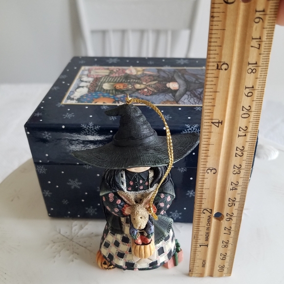 Lang & Wise 1998 Ceramic Ornaments Sherri Buck Baldwin Witch's Hat - Picture 9 of 10